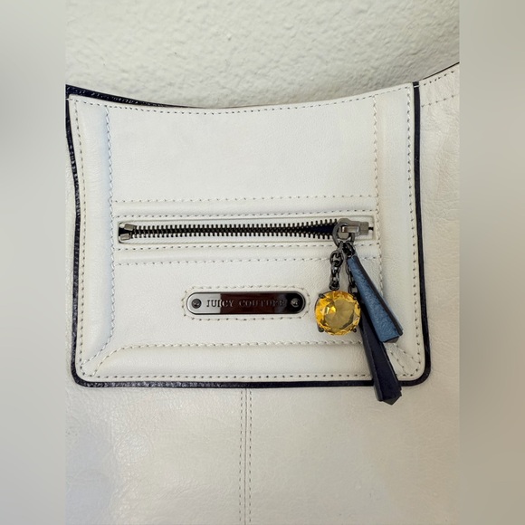 Juicy Couture White Hobo Shoulder Bag Silver Hardware Y2K Slouchy Purse - Picture 2 of 7